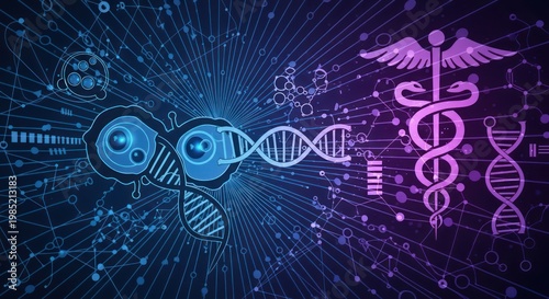 Medical DNA Genetic Engineering Concept.