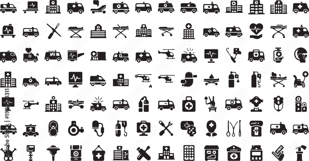 Obraz premium 40 Black Icons, Vector Graphics, Business Symbols, Flat Design Elements