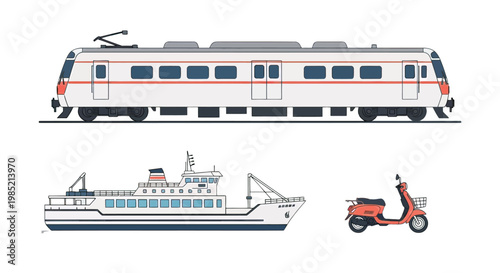 Train Ferry Scooter Vehicles Transportation Modes.