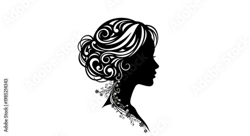 Woman Silhouette with Ornate Hair Style.