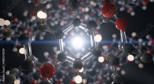 Molecular structure with glowing core.