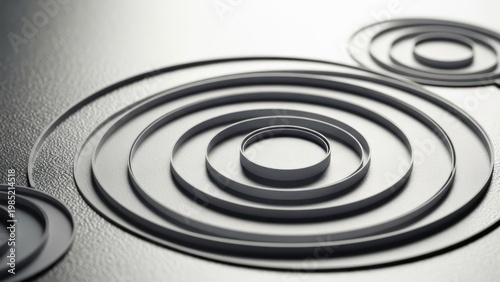 Metal concentric circle patterns closeup.