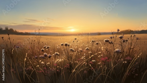 Sunset over a serene landscape.