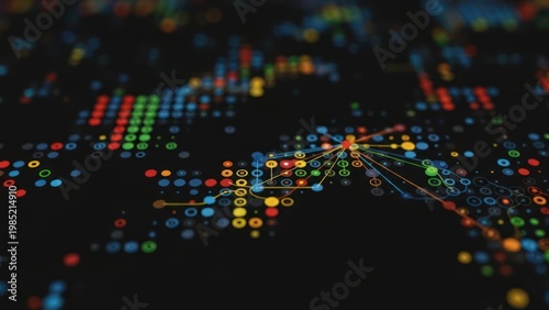 Colorful digital light dot pattern.