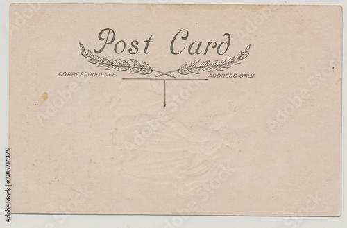 Vintage Blank Postcard Back with cancellation stamp