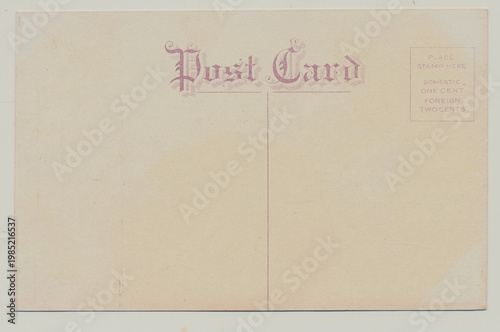 Vintage Blank Postcard Back with cancellation stamp