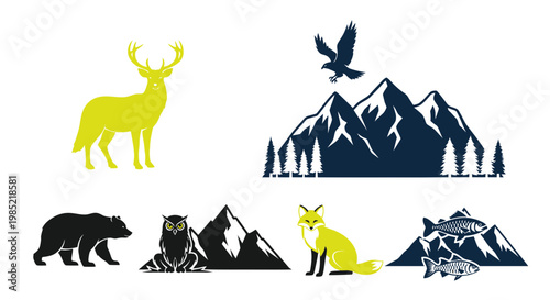 Photography Wild Animals and Mountains Silhouettes Collection