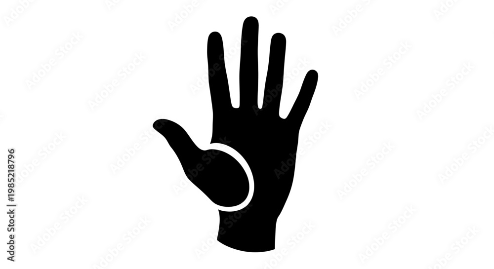 Fototapeta premium Silhouette of a hand showing four fingers up, isolated on white background