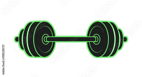 Neon Green Dumbbell Silhouette - Weightlifting Icon