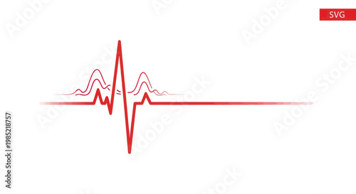 Red EKG Heartbeat Line on White Background, Medical Health Concept