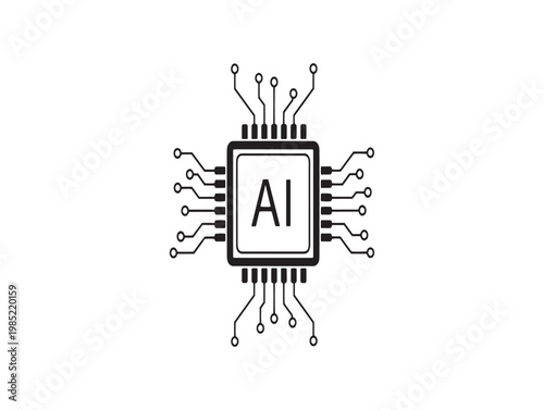 Artificial intelligence microchip a hand drawn illustration of modern technology and computing power