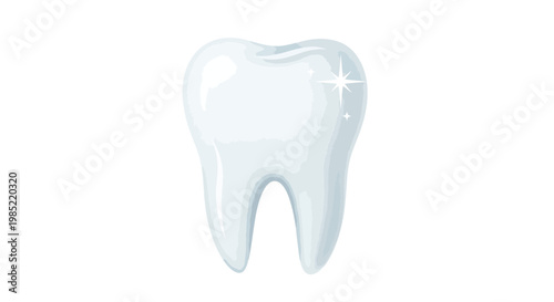Shiny White Tooth Illustration - Dental Health and Hygiene Concept