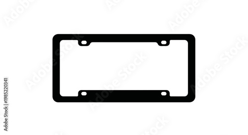Black License Plate Frame, Blank Metal Frame for Car, Isolated on White