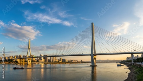 Cable Stay Bridge Over Water.