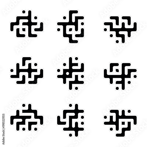 set of  line geometric pattern ornament vector design