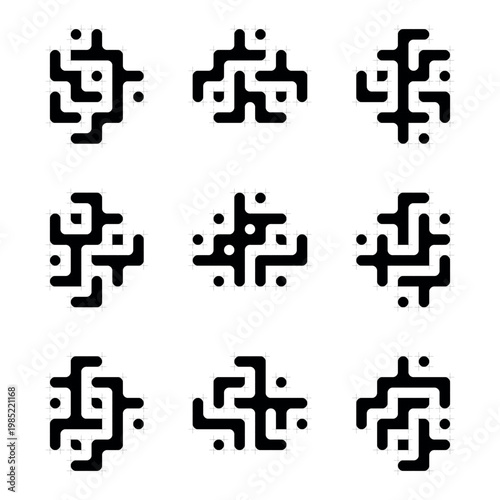 set of  line geometric pattern ornament vector design