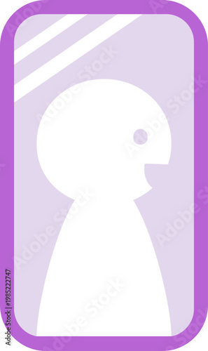 スマホ画面の中の人（横顔）