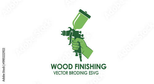 Hand Holding Spray Gun for Wood Finishing and Painting - Vector Illustration