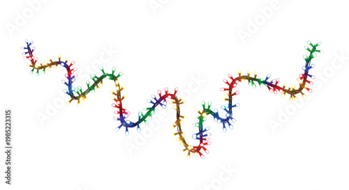A colorful molecular structure model showcases various atoms and bonds in a scientific illustration.