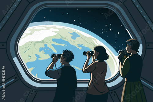 Space Tourism Experience With Tourists Taking Phot