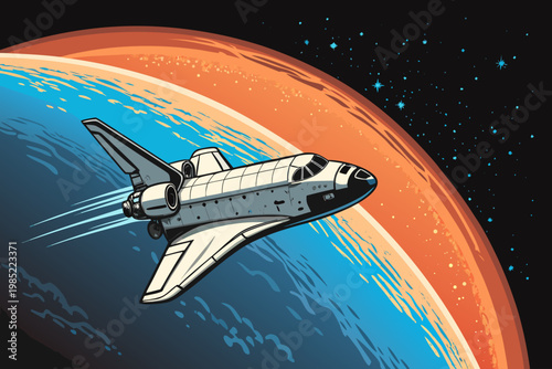 Space Tourism Adventure With Sleek Shuttle Flying