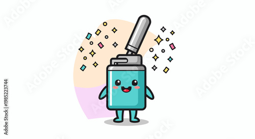 Cute Cartoon Pump Bottle Mascot Character.