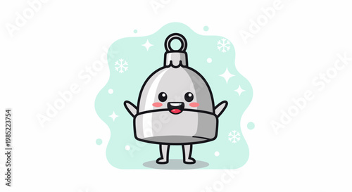 Cute Cartoon Robot Standing With Friendly Expression.