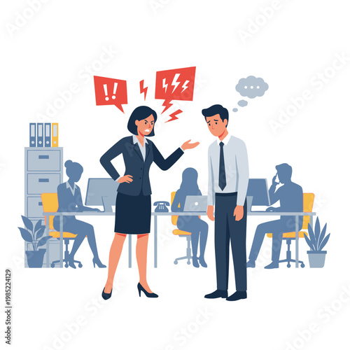 Angry Female Executive Shouting at Employee