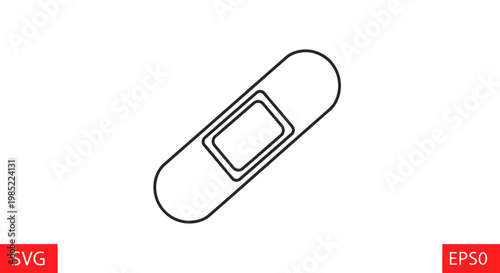 Medical Bandage Icon Vector, Adhesive Plaster Line Art, First Aid Symbol