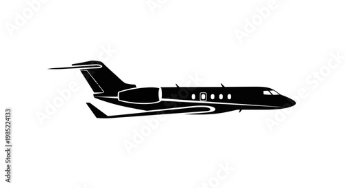 Modern Private Jet Silhouette - Luxury Aircraft, Business Travel