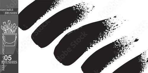 Black paint brush strokes, editable brushes, artistic tools, 05 brushes