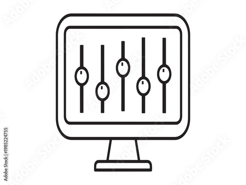 Line art illustration of a vintage television set with vertical adjustment bars