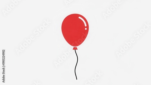 Vibrant red helium balloon with a reflective highlight and flowing string celebrating joy and