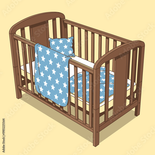 Brown Wooden Baby Crib Furniture.