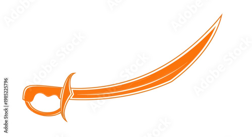 Orange Saber Sword Silhouette on White Background