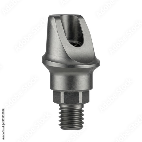 Dental Lab Components Metal Implant Abutment Isolated on Transparent Background