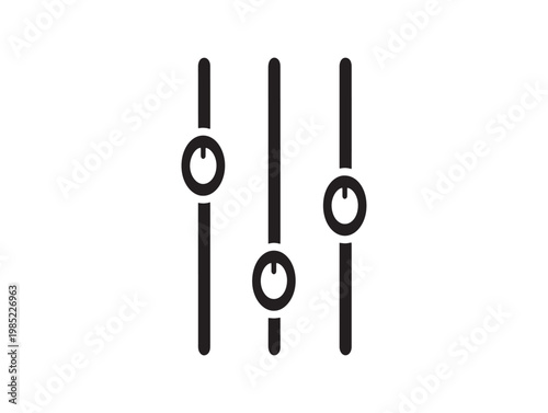 Black and white illustration of volume control sliders with circular buttons