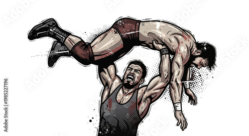 Wrestler Lifting Opponent in Combat