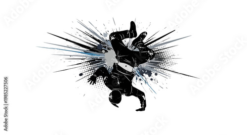 Breakdancer silhouette with abstract explosion background