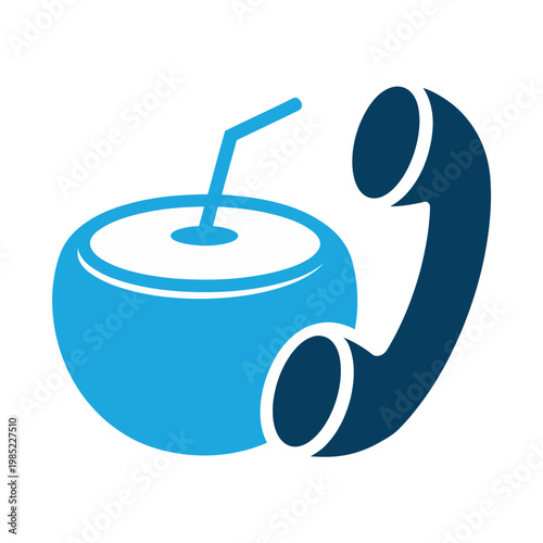 Foto Colorful vector of a coconut drink with a straw and sunglasses conveying a tropi