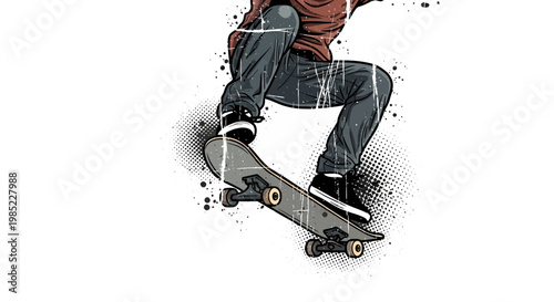 Skateboarder performing trick, dynamic action shot