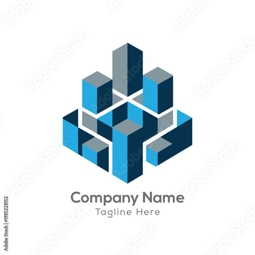 Abstract geometric building logo design modern architecture cubes and rectangles