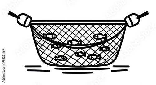 Fishing Net Full of Fish Catching Seafood Sea Life Aquatic