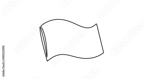 Minimalist flag outline waving, simple vector graphic, clean design, isolated on white background