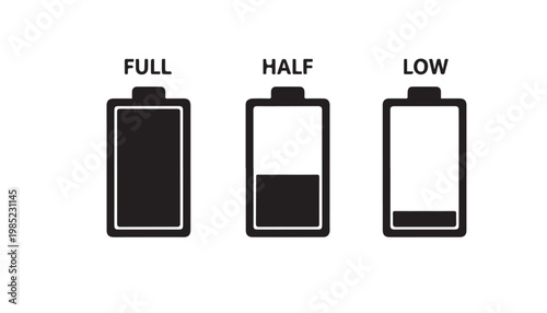 Battery Level Indicators Full Half Low