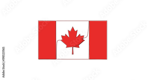 Canadian Flag Drawing - Minimalist Maple Leaf Emblem
