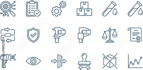 Collection of various business and technology icons for workflow and operations