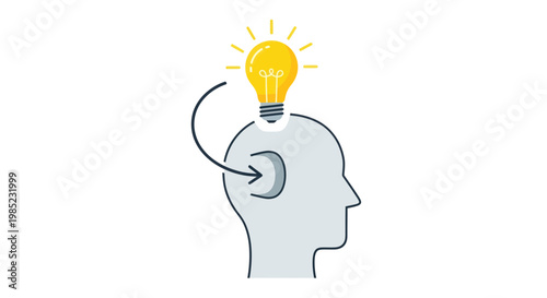 Lightbulb Idea Symbolizing Innovation and Creativity in Human Head