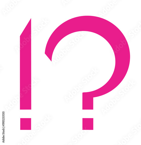 Pink Exclamation and Question Mark Icons, Transparent Background, Bold Typographic Symbol Set ピンクのビックリマークとクエスチョンマーク、透過背景のタイポグラフィアイコンセット
