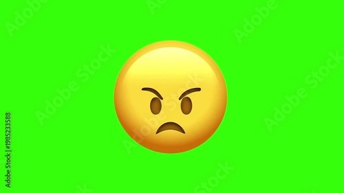 Animated Angry Mad Face Furious Emoji on Green Screen